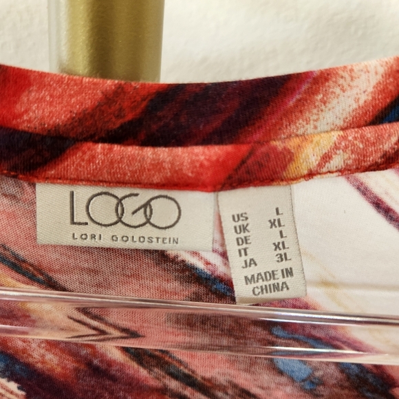 LOGO Lori Goldstein 3/4 Sleeve Printed Top Womens Size Large Multicolor Striped - Picture 4 of 6